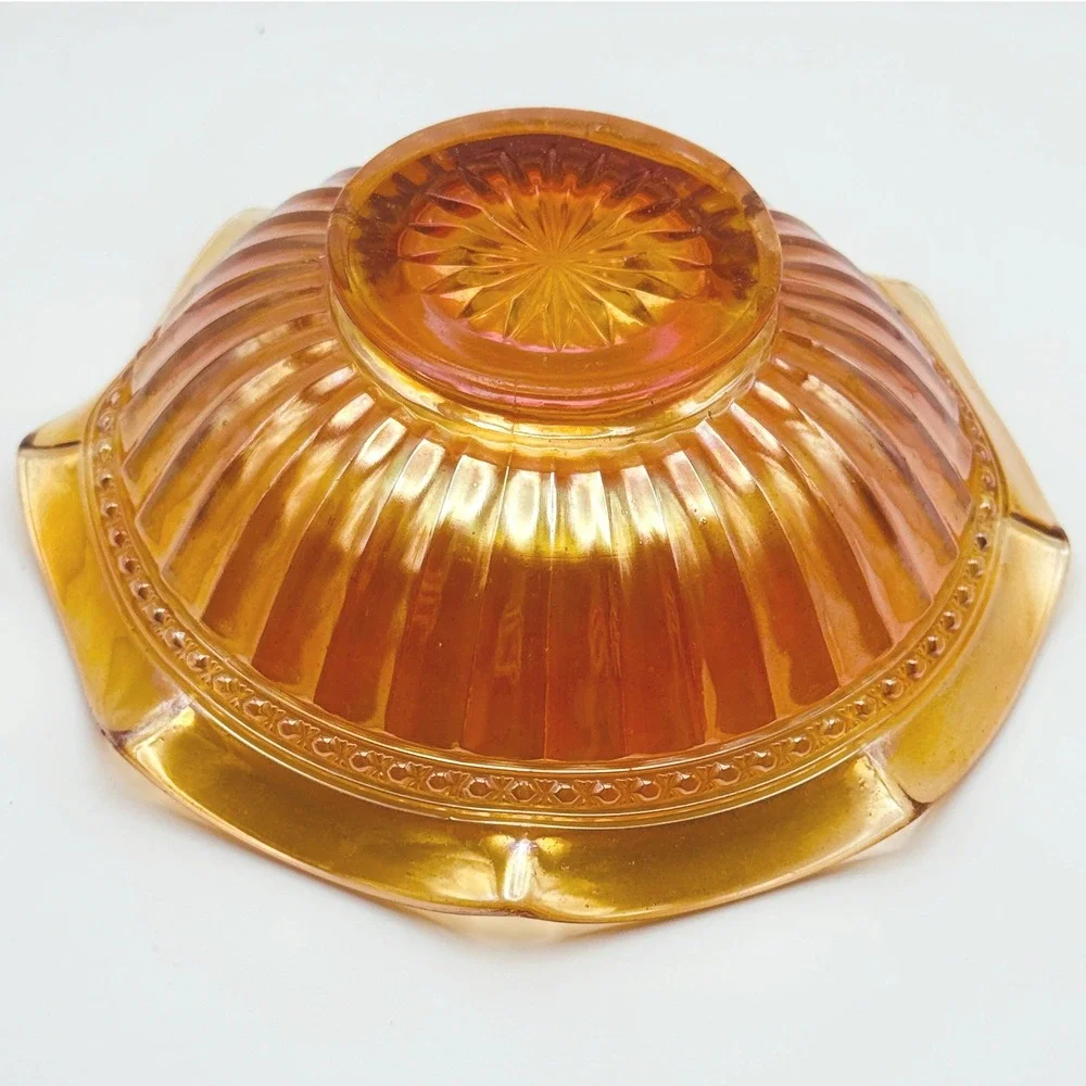 Imperial Fancy Colonial Marigold Carnival Glass Bowl Scalloped Iridescent 7.5